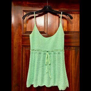 Mint Green Bergdorf Goodman Knit Crochet Boho Tank (S)